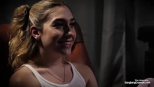 Innocent girl takes her clothes off in interview