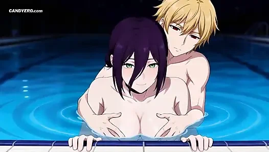 Reze дала Denji награду у бассейна - ИИ сгенерировано