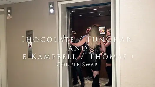 Pasangan swinger antar ras bertukar istri dengan pasangan kulit putih yang bugar