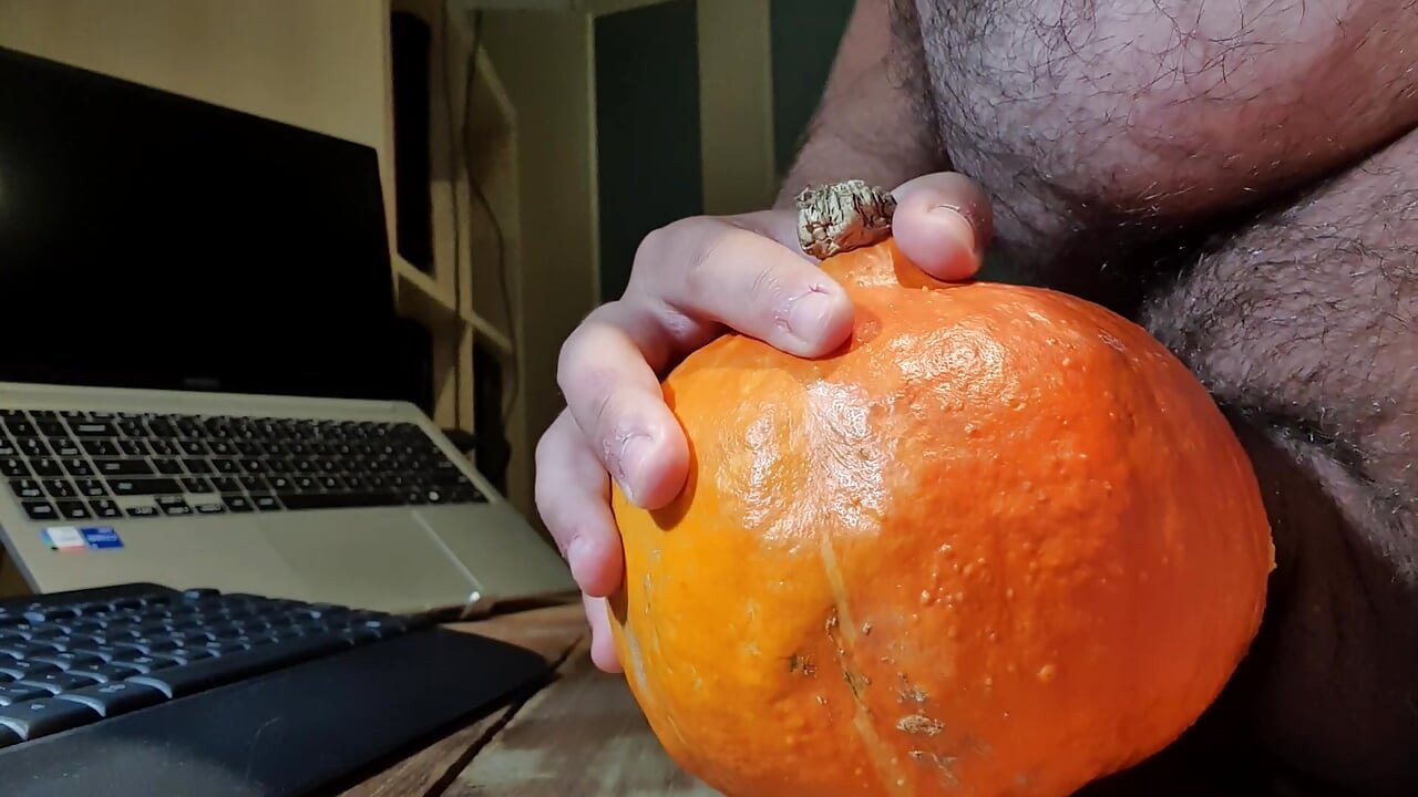 Fucking a pumpkin with my dick for dinner