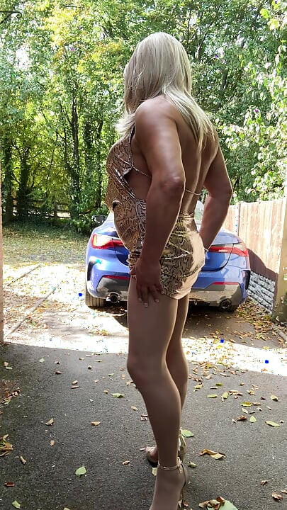 Sexy Crossdresser kellycd2022 in gold leopard print dress tan pantyhose and heels s