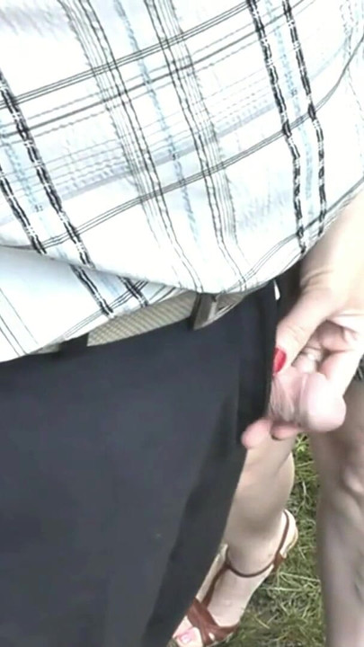 Powerful moment from "Random man pees. My wife was passing by and held dick his dick in fingers. Public. Outdoor. Outside."