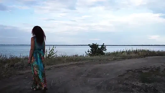 Volga marge in evening