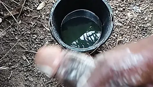 A boy masturbating inside his bathroom with soap