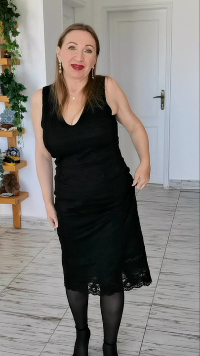Black stockings and high heels shoes