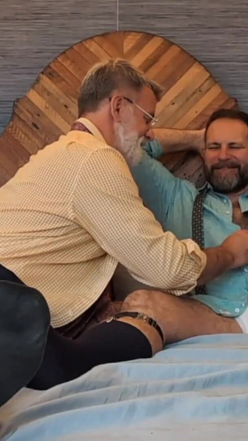 Iconic moment from "Two Hairy Daddys in bed afterwork - Seattle gets bred"
