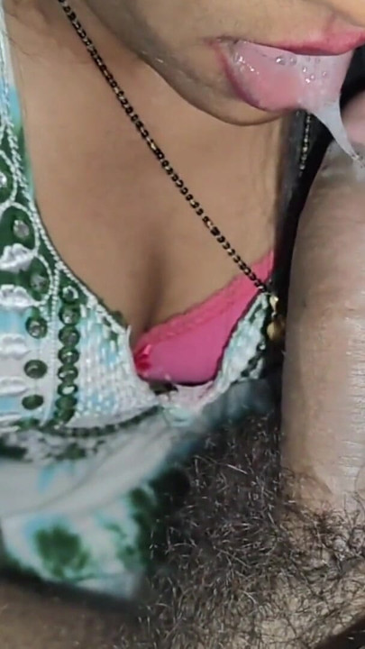 Unforgettable moment from "Hot Indian Housewife Gives A Sloppy Blowjob Sucking And Cum In Mouth"