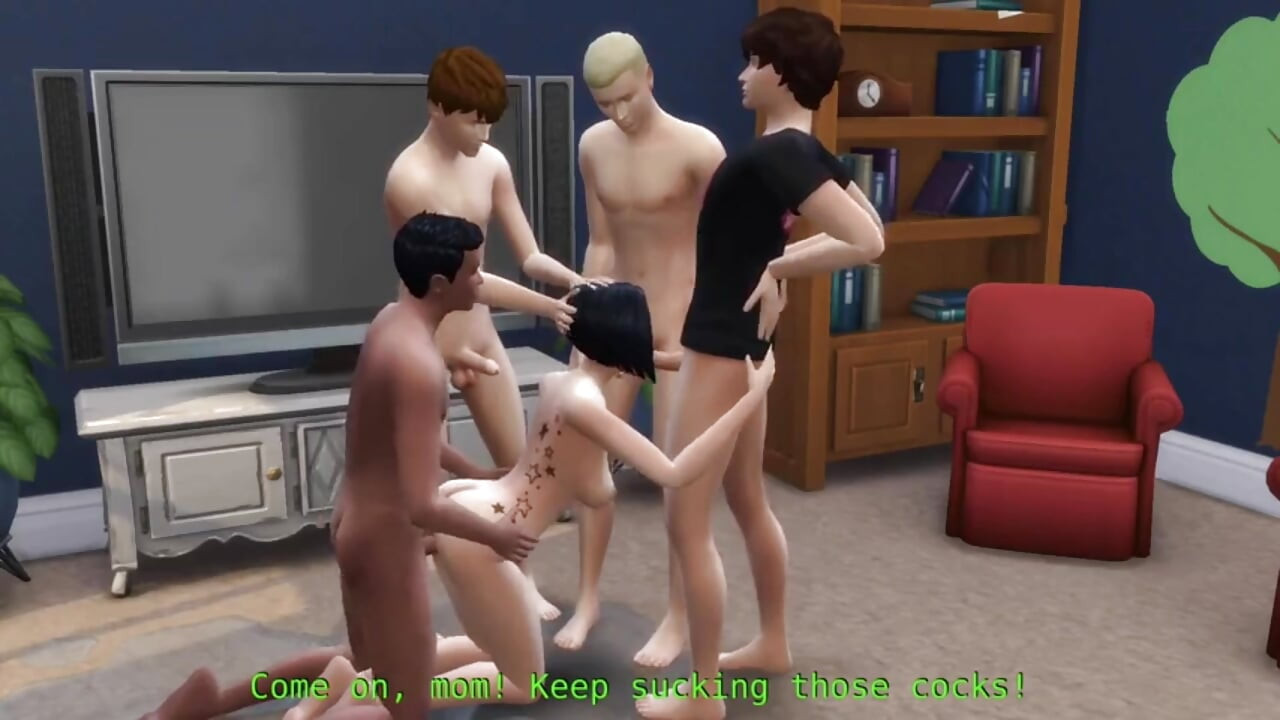 I and my three friends fucked my mother. My mother took the dicks of my three friends with great pleasure.