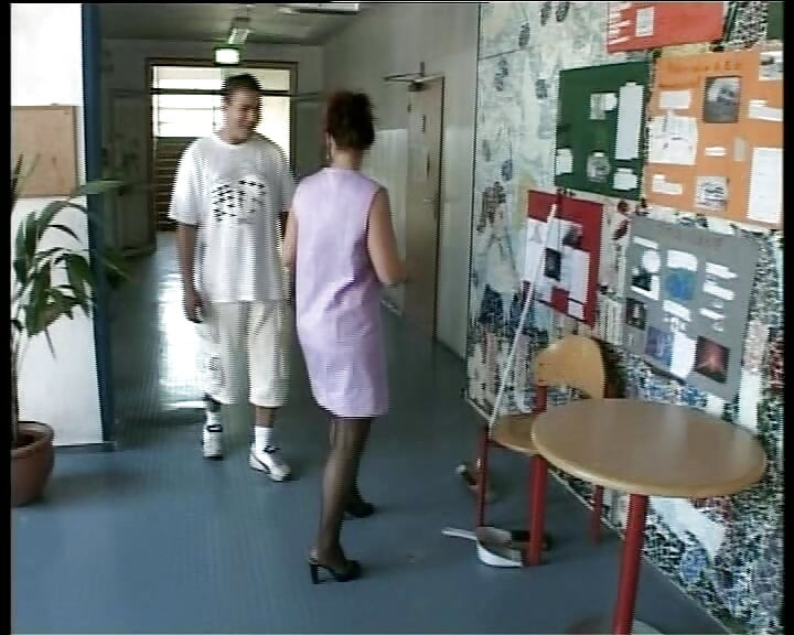 Busty German teacher eats cum after the classes