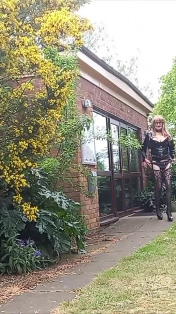 Emotional moment from "Crossdressing Gina Cumming in Panties Outdoors"