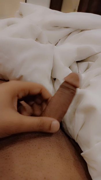 Masturbating on bed in free time