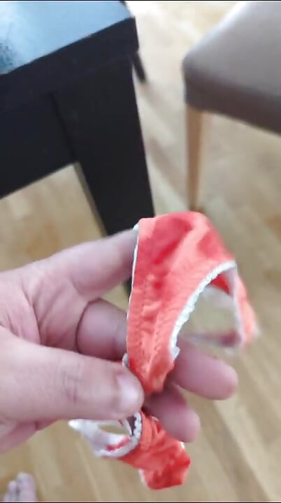 Cumshot on my wife's thong 2
