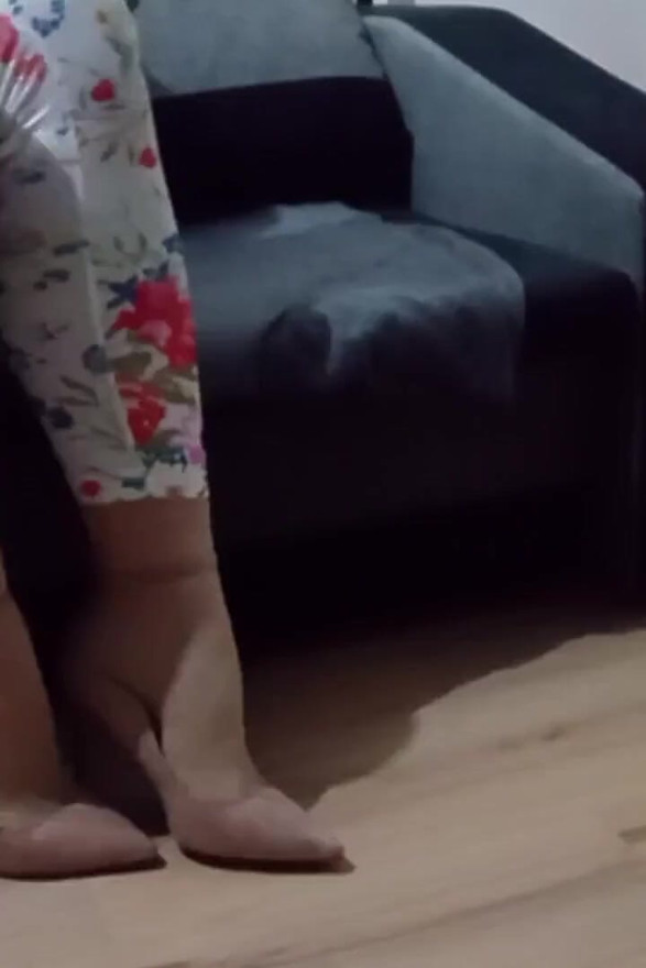 Crossdresser Dangling in Sexy Pink Suede Pointed Toe High Heels Pumps with Ankle Strap