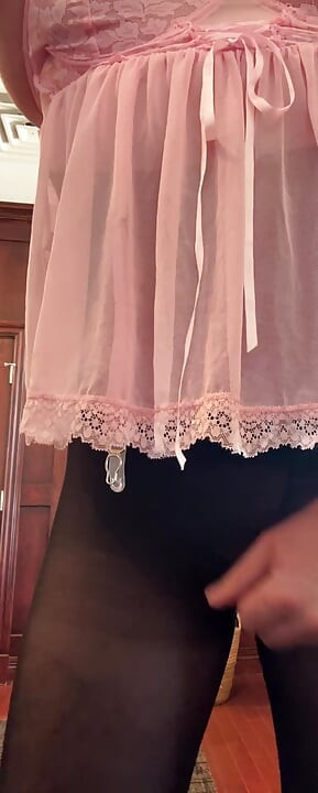 Jerking Off in Step Daughters Lingerie and Tights