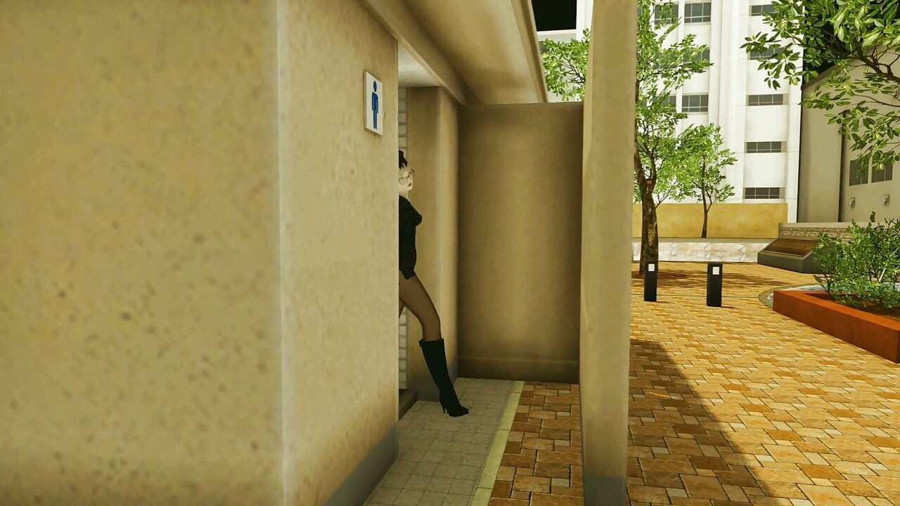 Men's Room. Asian Woman Wanted to Swallow a Stranger's Big Black Cock in the Toilet After Urinating. Emptie41