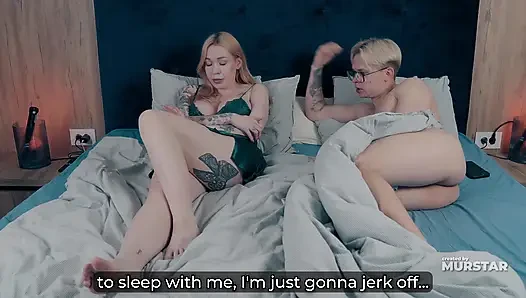 Blonde Step Mom With Massive Tits In Short Silk Nightie And No Panties Shares Bed With Step Son Leading To Intense Creampie