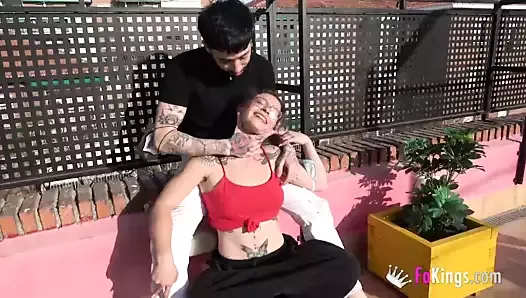 Teen loves showing her body and sucks cocks in public