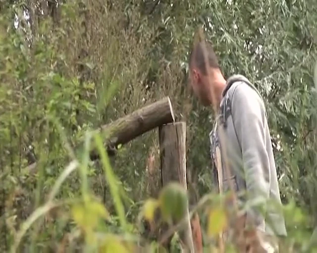 A stunning blonde lady from Germany pleasing a hard cock in the woods