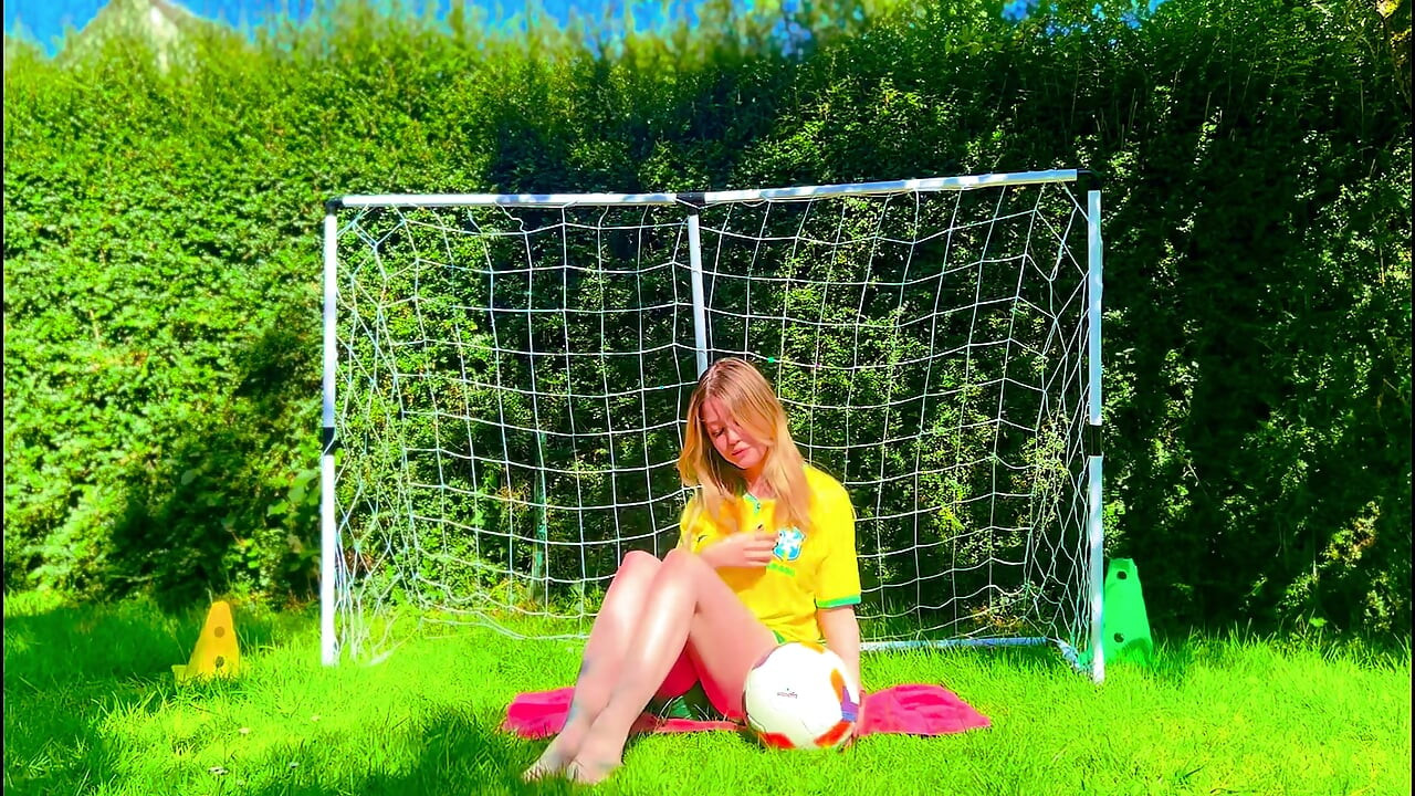 Brasiliansk fotbollsflicka Jersey retas till underkläder orgasm