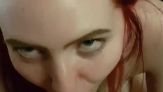 Red Hair Sucking & Wanking Dick