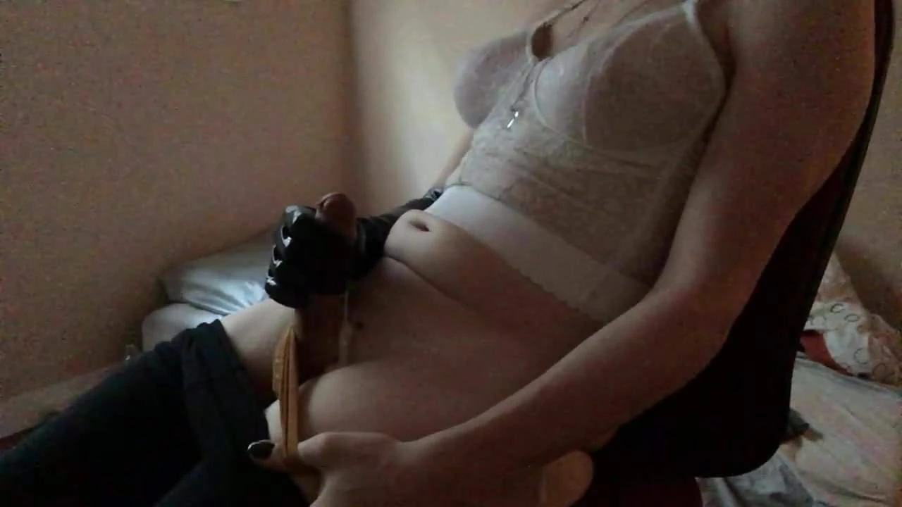 Trans Latex Gloved Masturbation and Double Cum