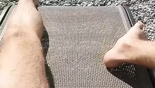 I got a boner on the beach and spread my legs in front of the people