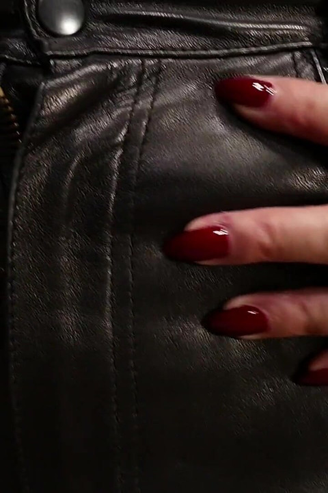 Lady Amber Encases Slave Mila Layers of Leather