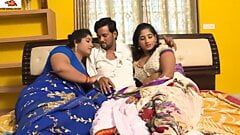 Surorile desi telugu Pavitra și Bargavi fac sex cu un șef bătrân