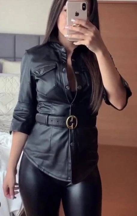 Leather shirt and leggins