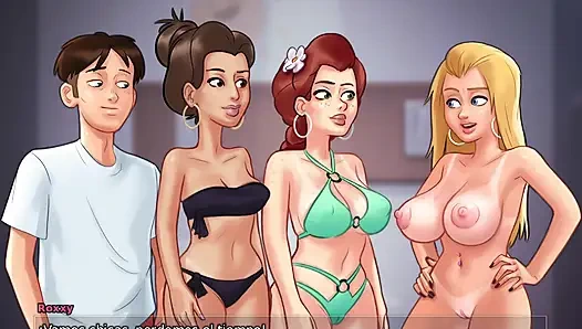 Fucking his girlfriend in front of his two best friends - summertime saga