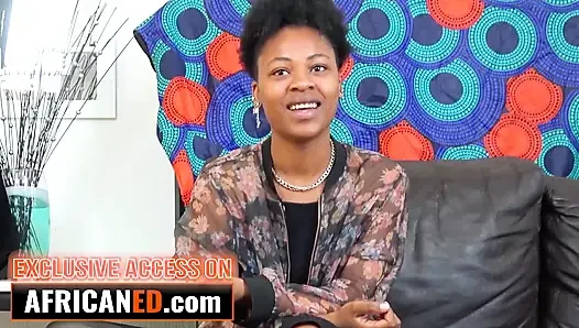 This intriguing EBONY lady was super shy before gagging on my cock at INTERVIEW