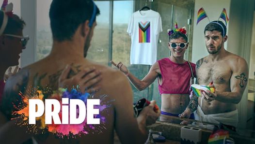 Twink geht mit muskel-brocken durch sein erstes pride-fest - disruptiveFilms