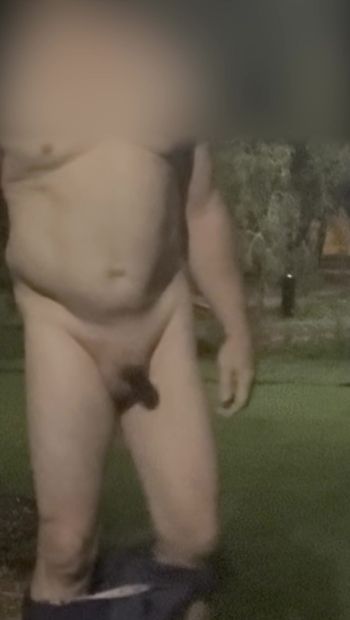 Heading out in the park at night and flashing