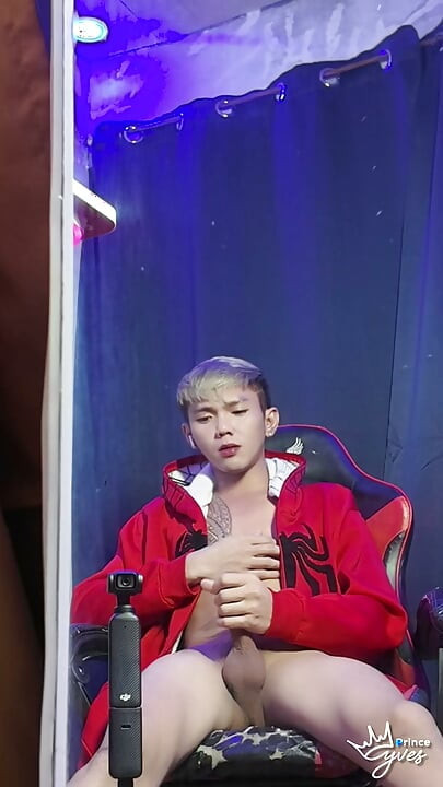 Inked Boy in a Spidey Hodi Masturbating