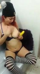 Nasty Latin Redhead Milf licking a Dildo