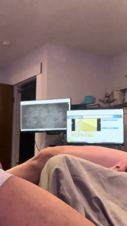 Fucking bareback while watching our videos | Clip 3