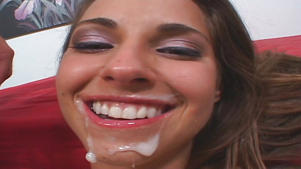 Strong stuffed pink slit of nasty teen pussy love box looks fine full of facial