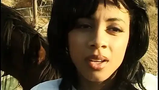 Luxurious tattoed ebony babe gets her wide asshole fucked and mouth full of cum