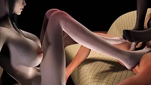 3D dreier sex footjob-sex mit zwei geilen schlampen-schätzchen