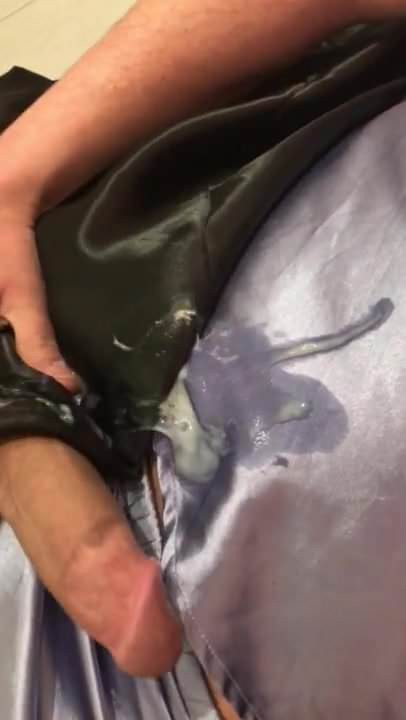 Cum in satin purple camisole