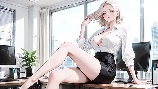Sofort hart! Sexy weiße hemd-bürodame macht sich für wet deepthroat & cowgirl nackig