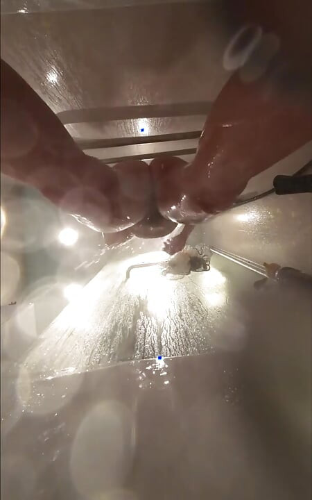 Webcam Under Stepsisters Bath. Wet Pussy After Sex with Boyfriend