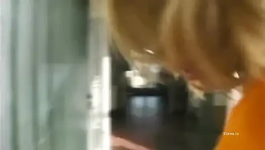 A Fresh sweet face sucks a huge cock