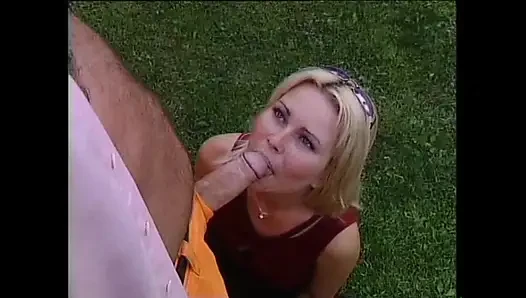 Beautiful Young Blonde MILF Fucked and Cummed on Face by Huge Cock in Garden