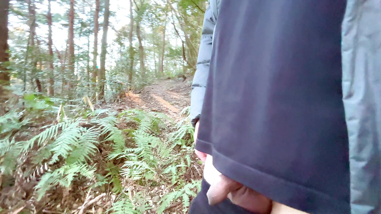 foreskin boy flashing in wood and pee