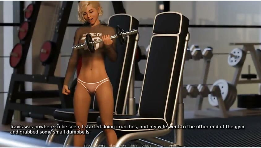 My hotwife - gameplay - juego de roles - esposa chupa al entrenador del gimnasio una gran polla negra delante de todo el gimnasio