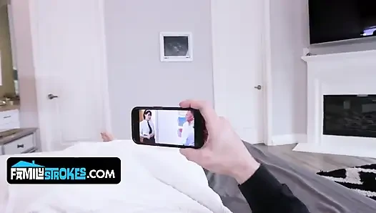 Redhead Stepmom Lauren Warms Stepson's Freezing Hands in Her Pussy