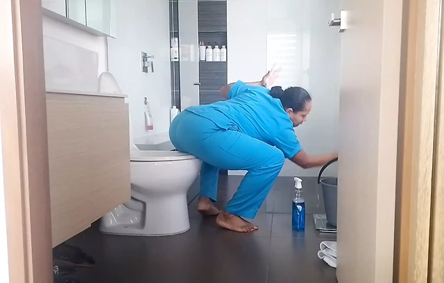 This maid knows how to keep her job.