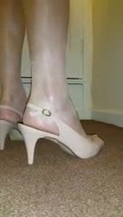 Beige heels and tights 2
