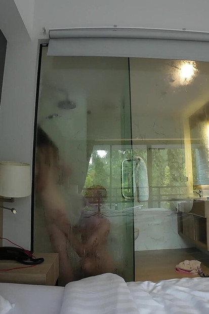 He Teasing Me with His Big Cock While I Shower